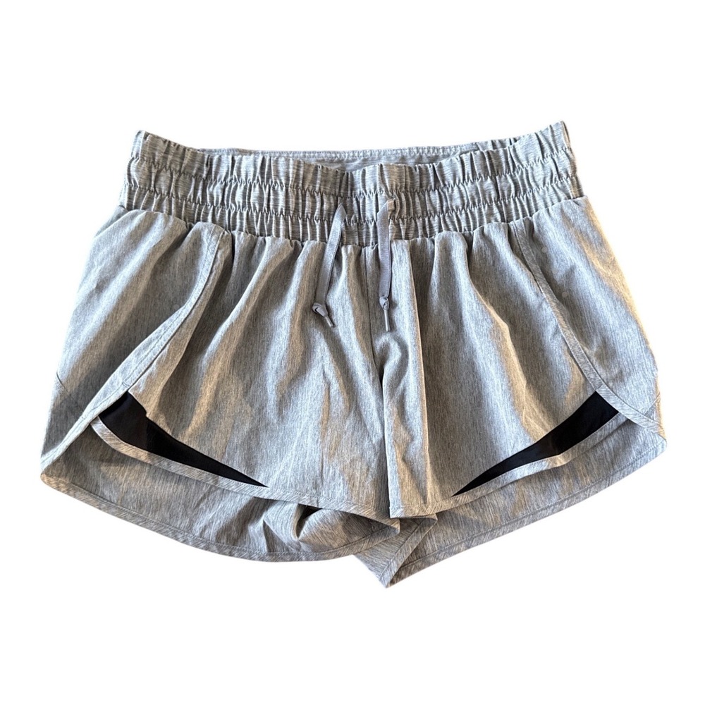 Core 10 Womens Athleisure Running Shorts Drawstring Performance L Heathered Gray